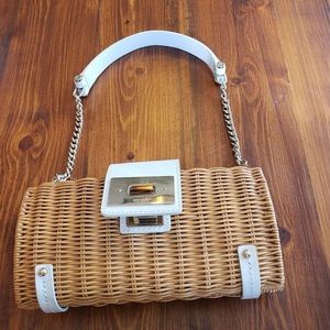 Kate spade Jeanetta  white/tan wicker clutch